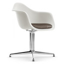 Eames Plastic Armchair RE DAL, Weiß, Mit Sitzpolster, Warmgrey / moorbraun