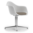 Eames Plastic Armchair RE DAL, Cotton white, Mit Sitzpolster, Warmgrey / moorbraun