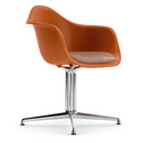 Eames Plastic Armchair RE DAL, Rostorange, Mit Sitzpolster, Cognac / elfenbein