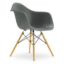 Eames Plastic Armchair RE DAW, Granitgrau, Ohne Polsterung, Ohne Polsterung, Standardhöhe - 43 cm, Ahorn gelblich