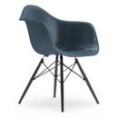 Eames Plastic Armchair RE DAW, Meerblau, Ohne Polsterung, Ohne Polsterung, Standardhöhe - 43 cm, Ahorn schwarz