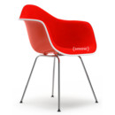 Eames Plastic Armchair RE DAX, Rot (poppy red), Mit Vollpolsterung, Koralle / Poppy red, Standardhöhe - 43 cm, Verchromt