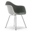 Eames Plastic Armchair RE DAX, Weiß, Mit Vollpolsterung, Nero / elfenbein, Standardhöhe - 43 cm, Verchromt