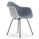 Eames Plastic Armchair RE DAX, Cotton white, Mit Vollpolsterung, Dunkelblau / elfenbein, Standardhöhe - 43 cm, Beschichtet basic dark
