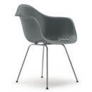 Eames Plastic Armchair RE DAX, Granitgrau, Ohne Polsterung, Ohne Polsterung, Standardhöhe - 43 cm, Verchromt