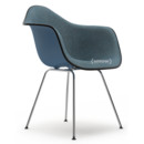 Eames Plastic Armchair RE DAX, Meerblau, Mit Vollpolsterung, Eisblau / moorbraun, Standardhöhe - 43 cm, Verchromt