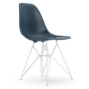 Eames Plastic Side Chair RE DSR, Meerblau, Ohne Polsterung, Ohne Polsterung, Standardhöhe - 43 cm, Beschichtet weiß