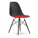 Details Vitra DSW DSW, Basic dark, Mit Sitzpolster, Rot / poppy red, Standardhöhe - 43 cm, Ahorn schwarz
