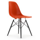 Eames Plastic Side Chair RE DSW, Rot (poppy red), Ohne Polsterung, Ohne Polsterung, Standardhöhe - 43 cm, Ahorn schwarz