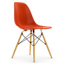 Eames Plastic Side Chair RE DSW, Rot (poppy red), Ohne Polsterung, Ohne Polsterung, Standardhöhe - 43 cm, Ahorn gelblich