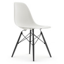 Eames Plastic Side Chair RE DSW, Weiß, Ohne Polsterung, Ohne Polsterung, Standardhöhe - 43 cm, Ahorn schwarz