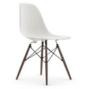 Eames Plastic Side Chair RE DSW, Weiß, Ohne Polsterung, Ohne Polsterung, Standardhöhe - 43 cm, Ahorn dunkel