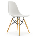 Eames Plastic Side Chair RE DSW, Weiß, Ohne Polsterung, Ohne Polsterung, Standardhöhe - 43 cm, Esche honigfarben