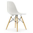 Eames Plastic Side Chair RE DSW, Weiß, Ohne Polsterung, Ohne Polsterung, Standardhöhe - 43 cm, Ahorn gelblich