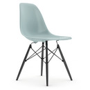 Eames Plastic Side Chair RE DSW, Eisgrau, Ohne Polsterung, Ohne Polsterung, Standardhöhe - 43 cm, Ahorn schwarz