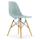Eames Plastic Side Chair RE DSW, Eisgrau, Ohne Polsterung, Ohne Polsterung, Standardhöhe - 43 cm, Esche honigfarben