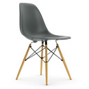Eames Plastic Side Chair RE DSW, Granitgrau, Ohne Polsterung, Ohne Polsterung, Standardhöhe - 43 cm, Esche honigfarben