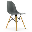 Eames Plastic Side Chair RE DSW, Granitgrau, Ohne Polsterung, Ohne Polsterung, Standardhöhe - 43 cm, Ahorn gelblich