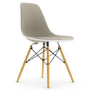 Eames Plastic Side Chair RE DSW, Kieselstein, Mit Vollpolsterung, Warmgrey / elfenbein, Standardhöhe - 43 cm, Ahorn gelblich