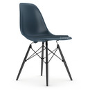 DSW, Meerblau, Mit Sitzpolster, Meerblau / dunkelgrau, Standardhöhe - 43 cm, Ahorn schwarz