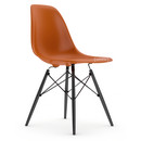 Eames Plastic Side Chair RE DSW, Rostorange, Ohne Polsterung, Ohne Polsterung, Standardhöhe - 43 cm, Ahorn schwarz