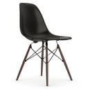 Eames Plastic Side Chair RE DSW, Tiefschwarz, Ohne Polsterung, Ohne Polsterung, Standardhöhe - 43 cm, Ahorn dunkel