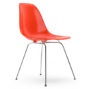 Eames Plastic Side Chair RE DSX, Rot (poppy red), Ohne Polsterung, Ohne Polsterung, Standardhöhe - 43 cm, Verchromt