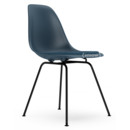 Eames Plastic Side Chair RE DSX, Meerblau, Mit Sitzpolster, Meerblau / dunkelgrau, Standardhöhe - 43 cm, Beschichtet basic dark