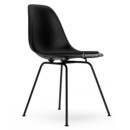 Eames Plastic Side Chair RE DSX, Tiefschwarz, Mit Sitzpolster, Nero, Standardhöhe - 43 cm, Beschichtet basic dark