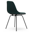 Eames Plastic Side Chair RE DSX, Tiefschwarz, Mit Vollpolsterung, Petrol / moorbraun, Standardhöhe - 43 cm, Beschichtet basic dark