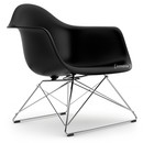 Eames Plastic Armchair RE LAR, Tiefschwarz, Ohne Polsterung, Verchromt