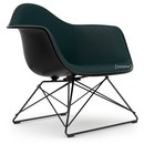 Eames Plastic Armchair RE LAR, Tiefschwarz, Vollpolsterung petrol / moorbraun, Beschichtet basic dark