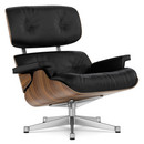 Lounge Chair, Nussbaum schwarz pigmentiert, Leder Premium F nero, 89 cm, Aluminium poliert