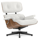 Lounge Chair, Nussbaum schwarz pigmentiert, Leder Premium F snow, 89 cm, Aluminium poliert, Seiten schwarz