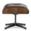 Lounge Chair Ottoman, Nussbaum schwarz pigmentiert, Leder Premium braun, Aluminium poliert, Seiten schwarz