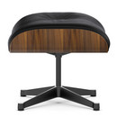 Lounge Chair Ottoman, Nussbaum schwarz pigmentiert, Leder Premium F nero, Aluminium poliert, Seiten schwarz