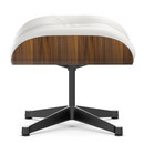 Lounge Chair Ottoman, Nussbaum schwarz pigmentiert, Leder Premium F snow, Aluminium poliert, Seiten schwarz