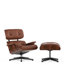 Lounge Chair & Ottoman - Beauty Versions, Santos Palisander, Brandy, 89 cm, Aluminium poliert, Seiten schwarz