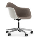 Eames Plastic Armchair RE PACC, Weiß, Mit Vollpolsterung, Warmgrey / moorbraun