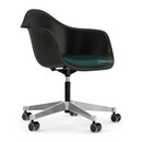 Eames Plastic Armchair RE PACC, Tiefschwarz RE, Mit Sitzpolster, Petrol / moorbraun