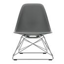 Eames Plastic Side Chair RE LSR, Granitgrau, Ohne Polsterung, Glanzchrom