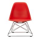 Eames Plastic Side Chair RE LSR, Poppy red, Ohne Polsterung, Glanzchrom