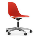 Eames Plastic Side Chair RE PSCC, Poppy Red, Mit Vollpolsterung, Koralle / Poppy red