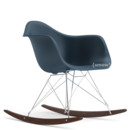 Eames Plastic Armchair RE RAR, Meerblau, Verchromt, Ahorn dunkel