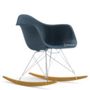 Eames Plastic Armchair RE RAR, Meerblau, Verchromt, Ahorn gelblich