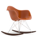 Eames Plastic Armchair RE RAR, Rostorange, Verchromt, Ahorn dunkel