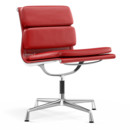 Soft Pad Chair EA 205, Verchromt, Leder Premium F rot, Plano poppy red