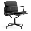Soft Pad Chair EA 207 / EA 208, EA 208 - drehbar, Aluminium tiefschwarz pulverbeschichtet, Leder Premium F nero, Plano nero