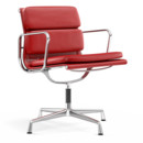 Soft Pad Chair EA 207 / EA 208, EA 208 - drehbar, Verchromt, Leder Standard rot, Plano poppy red