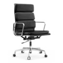 Soft Pad Chair EA 219, Verchromt, Leder Premium F nero, Plano nero